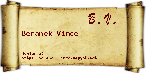 Beranek Vince névjegykártya
